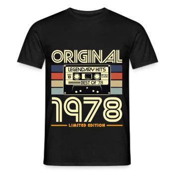 Original 1978 Cassette Rétro Édition - T-shirt homme - noir - Devant - AI Model Male 178 light (178cm)