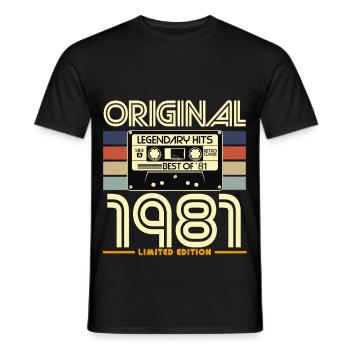 Cassette 1981 Édition Limitée Vintage - T-shirt homme - noir - Devant - AI Model Male 178 light (178cm)