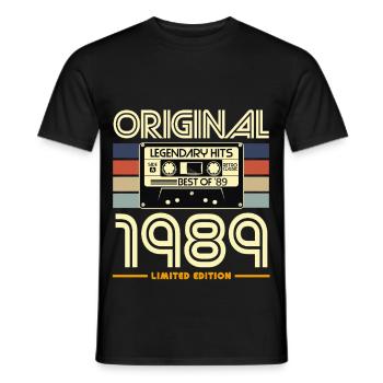 Originale Retro-Kassette von 1989 - Männer T-Shirt - Schwarz - Vorne - AI Model Male 178 light (178cm)