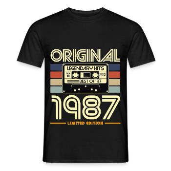 Original 1987 Limited Cassette Tape Retro Hits - Men's T-Shirt - black - Front - AI Model Male 178 light (178cm)