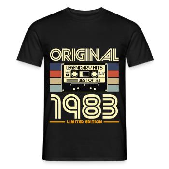 Original 1983 Retro Cassette - Men's T-Shirt - black - Front - AI Model Male 178 light (178cm)