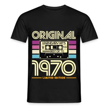 Original 1970 Cassette Vintage Limité - T-shirt homme - noir - Devant - AI Model Male 178 light (178cm)