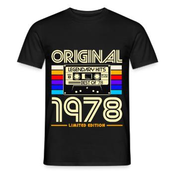 Original 1978 Cassette Retro - Men's T-Shirt - black - Front - AI Model Male 178 light (178cm)
