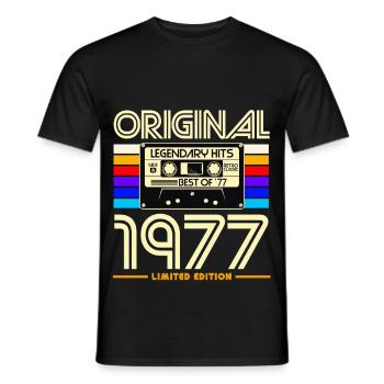 Original 1977 Retro Cassette - T-shirt homme - noir - Devant - AI Model Male 178 light (178cm)