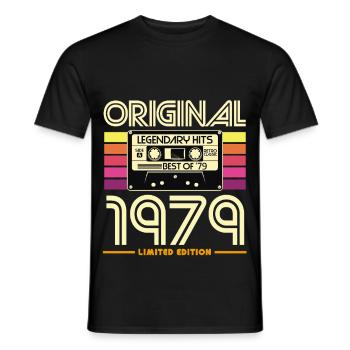 Originalkassette Retro von 1979 - Männer T-Shirt - Schwarz - Vorne - AI Model Male 178 light (178cm)