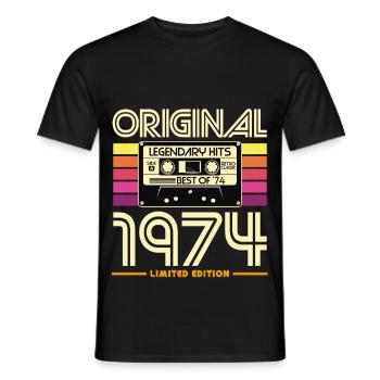 Original 1974 Retro Cassette Limited - T-shirt homme - noir - Devant - AI Model Male 178 light (178cm)