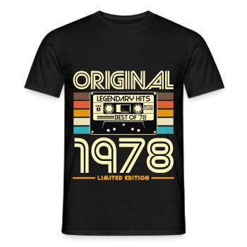 Cassette rétro 1978 édition limitée - T-shirt homme - noir - Devant - AI Model Male 178 light (178cm)