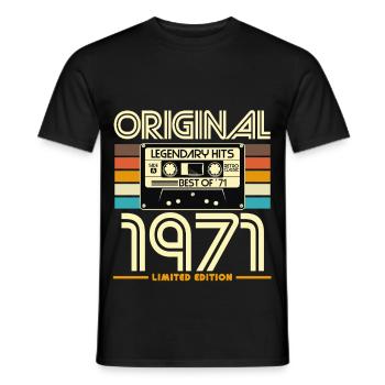 Original 1971 Limited Edition Retro Cassette - Men's T-Shirt - black - Front - AI Model Male 178 light (178cm)