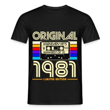 Original 1981 Limited Edition Retro Cassette - Men's T-Shirt - black - Front - AI Model Male 178 light (178cm)