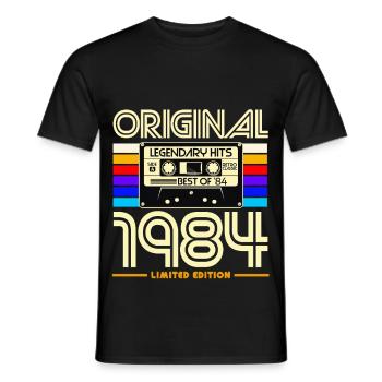 Original 1984 Retro Cassette - Men's T-Shirt - black - Front - AI Model Male 178 light (178cm)