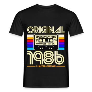Original 1986 Édition limitée Cassette rétro - T-shirt homme - noir - Devant - AI Model Male 178 light (178cm)