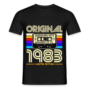 Original 1983 Retro Cassette - T-shirt homme - noir - Devant - AI Model Male 178 light (178cm)