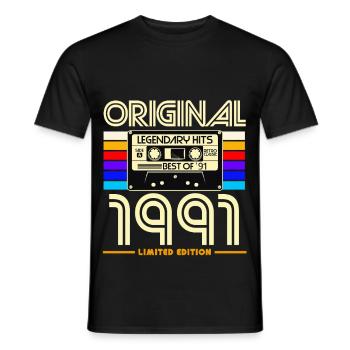 1991 Limited Edition Cassette - Men's T-Shirt - black - Front - AI Model Male 178 light (178cm)