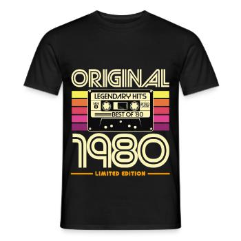 Original 1980 Cassette Retro Édition Limité - T-shirt homme - noir - Devant - AI Model Male 178 light (178cm)