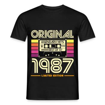 Originalkassette von 1987 Retro - Männer T-Shirt - Schwarz - Vorne - AI Model Male 178 light (178cm)