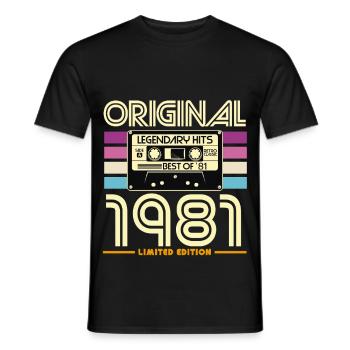 Original 1981 Retro Limited Edition - Men's T-Shirt - black - Front - AI Model Male 178 light (178cm)