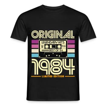Original 1984 Limited Edition Retro Cassette - Men's T-Shirt - black - Front - AI Model Male 178 light (178cm)
