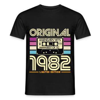 Original 1982 Retro Hits Cassette - T-shirt homme - noir - Devant - AI Model Male 178 light (178cm)