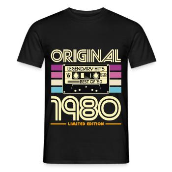 1980 Cassette Retro Edition - Men's T-Shirt - black - Front - AI Model Male 178 light (178cm)