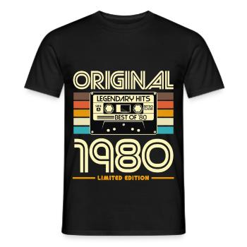 Limitierte Retro-Kassette der 1980er Jahre - Männer T-Shirt - Schwarz - Vorne - AI Model Male 178 light (178cm)