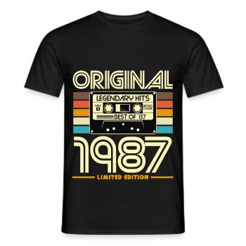 Original 1987 Hits Cassette Rétro - T-shirt homme - noir - Devant - AI Model Male 178 light (178cm)