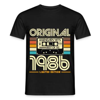 Original 1986 Limited Edition Retro Cassette - Men's T-Shirt - black - Front - AI Model Male 178 light (178cm)