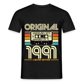 Original 1991 Limited Edition Cassette - Men's T-Shirt - black - Front - AI Model Male 178 light (178cm)