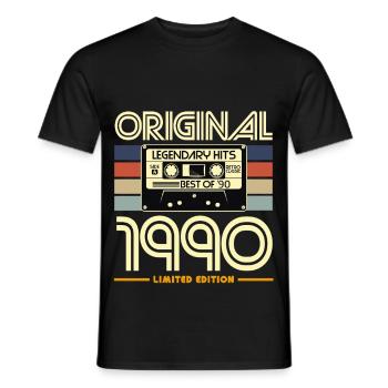 Original 1990 Cassette Héritage - T-shirt homme - noir - Devant - AI Model Male 178 light (178cm)