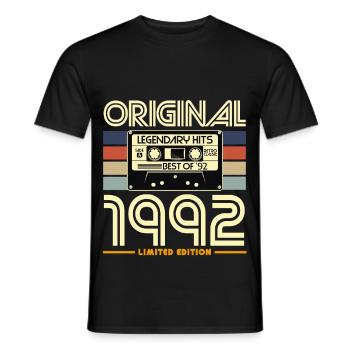 Kassette Retro 1992 Limited - Männer T-Shirt - Schwarz - Vorne - AI Model Male 178 light (178cm)