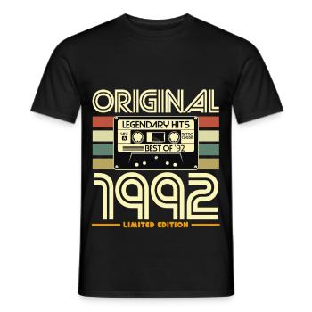 Originalkassette Limited von 1992 - Männer T-Shirt - Schwarz - Vorne - AI Model Male 178 light (178cm)