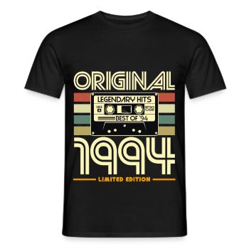 Originale Nostalgia-Kassette von 1994 - Männer T-Shirt - Schwarz - Vorne - AI Model Male 178 light (178cm)