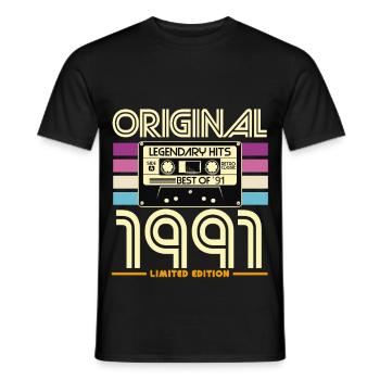 1991 Retro Legend Cassette - Men's T-Shirt - black - Front - AI Model Male 178 light (178cm)
