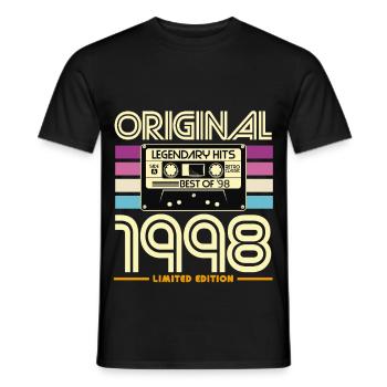 Original 1998 Limited Edition Cassette - T-shirt homme - noir - Devant - AI Model Male 178 light (178cm)