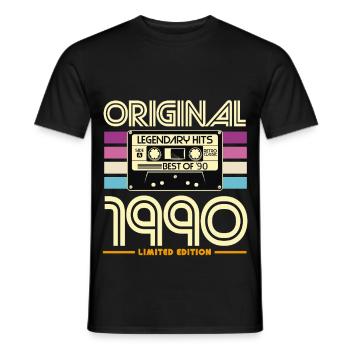 Original Hits 90er Kassette - Männer T-Shirt - Schwarz - Vorne - AI Model Male 178 light (178cm)
