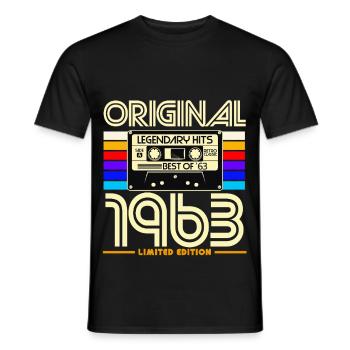 Original 1963 Retro Cassette Tape Limited Edition - Men's T-Shirt - black - Front - AI Model Male 178 light (178cm)