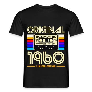 Original 1960 Cassette Vintage - T-shirt homme - noir - Devant - AI Model Male 178 light (178cm)