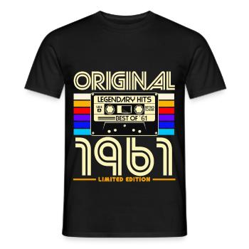 Cassette 1961 Retro Limité - T-shirt homme - noir - Devant - AI Model Male 178 light (178cm)