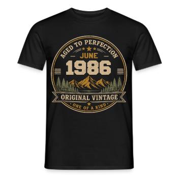 Vintage Juni 1986 – Original Perfection Juni 1986 - Männer T-Shirt - Schwarz - Vorne - AI Model Male 178 light (178cm)
