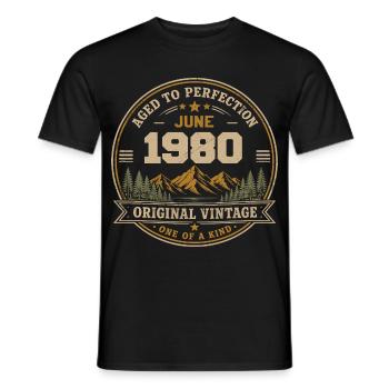 Vintage June 1980 - Original Perfection June 1980 - Men's T-Shirt - black - Front - AI Model Male 178 light (178cm)