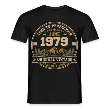 Vintage Juni 1979 – Original Perfection Juni 1979 - Männer T-Shirt - Schwarz - Vorne - AI Model Male 178 light (178cm)