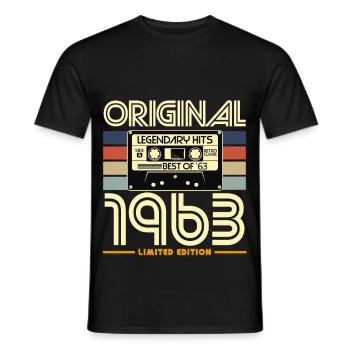 Original 1963 Retro Cassette - Men's T-Shirt - black - Front - AI Model Male 178 light (178cm)