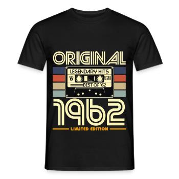 Original 1962 Limited Edition Cassette - Men's T-Shirt - black - Front - AI Model Male 178 light (178cm)