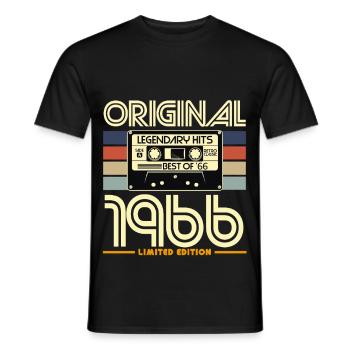 Original 1966 Cassette Retro édition - T-shirt homme - noir - Devant - AI Model Male 178 light (178cm)