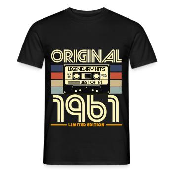 Original 1961 Retro Cassette Limited - Men's T-Shirt - black - Front - AI Model Male 178 light (178cm)