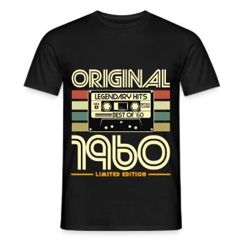 Original 1960's Retro Cassette - Men's T-Shirt - black - Front - AI Model Male 178 light (178cm)