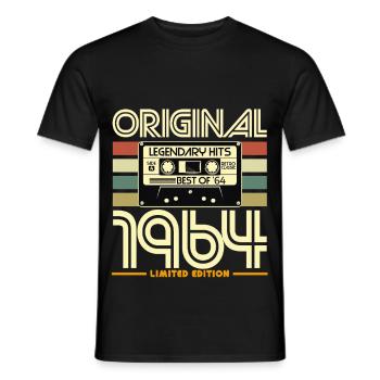 Original 1964 Cassette Retro Tee - Men's T-Shirt - black - Front - AI Model Male 178 light (178cm)