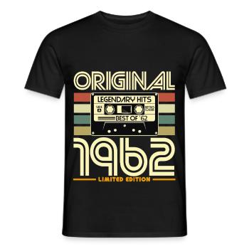 Originale limitierte Vintage-Kassette von 1962 - Männer T-Shirt - Schwarz - Vorne - AI Model Male 178 light (178cm)