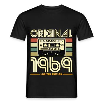 Original 1969 Retro Cassette - Men's T-Shirt - black - Front - AI Model Male 178 light (178cm)