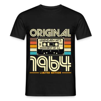 Original 1964 Retro Cassette - Men's T-Shirt - black - Front - AI Model Male 178 light (178cm)