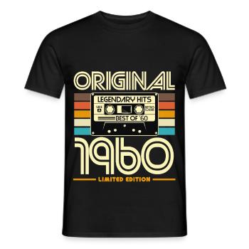 Original 1960's Vintage Cassette - Men's T-Shirt - black - Front - AI Model Male 178 light (178cm)